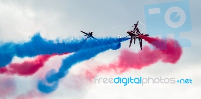 Red Arrows Display Team 50th Anniversary At Biggin Hill Airport Stock Photo