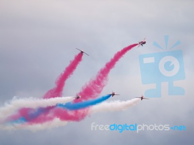 Red Arrows Display Team 50th Anniversary At Biggin Hill Airport Stock Photo