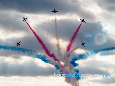 Red Arrows Display Team 50th Anniversary At Biggin Hill Airport Stock Photo