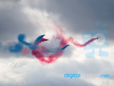 Red Arrows Display Team 50th Anniversary At Biggin Hill Airport Stock Photo