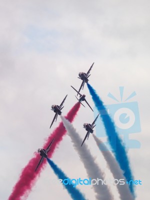 Red Arrows Display Team 50th Anniversary At Biggin Hill Airport Stock Photo