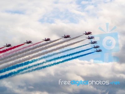 Red Arrows Display Team 50th Anniversary At Biggin Hill Airport Stock Photo