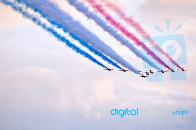 Red Arrows Formation Stock Photo