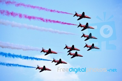 Red Arrows Formation Stock Photo