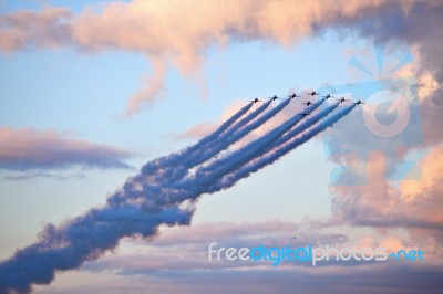 Red Arrows Formation Stock Photo