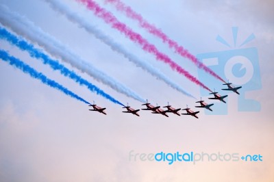 Red Arrows Formation Stock Photo