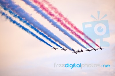 Red Arrows Formation Stock Photo