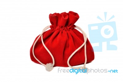 Red Bag With Gifts From Santa Claus Stock Photo