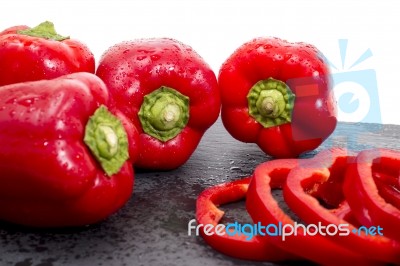 Red Bell Peppers Stock Photo