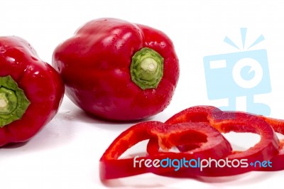 Red Bell Peppers Stock Photo