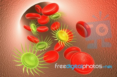 Red Blood Cell And Virus Stock Image