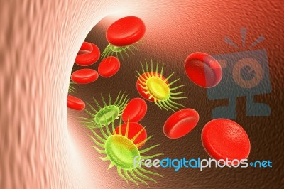 Red Blood Cell And Virus Stock Image