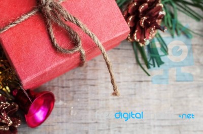 Red Box On Wooden Stock Photo