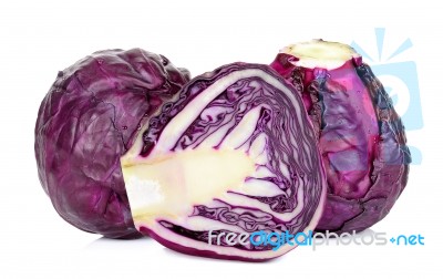 Red Cabbage Isolated On The White Background Stock Photo