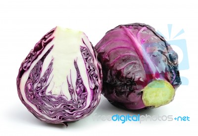 Red Cabbage On White Background Stock Photo