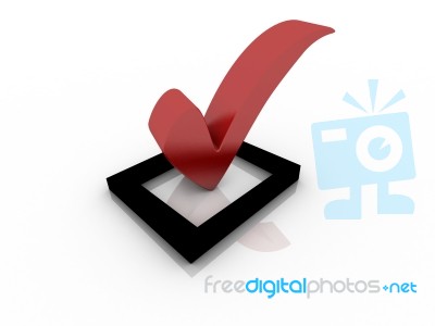 Red Check Mark In Box Stock Photo