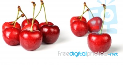 Red Cherry On A White Background Stock Photo