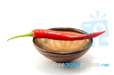 Red Chile On White Background Stock Photo