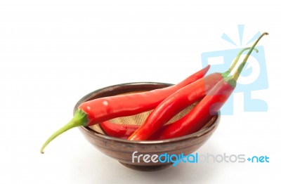 Red Chile On White Background Stock Photo