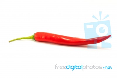 Red Chile On White Background Stock Photo