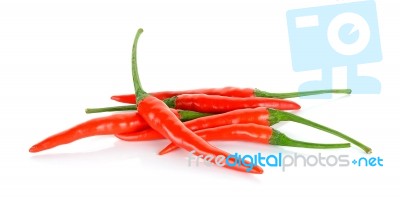 Red Chili Isolated On The White Background Stock Photo