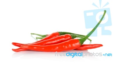 Red Chili Isolated On The White Background Stock Photo