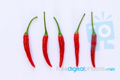 Red Chili Pepper On A White Background Stock Photo