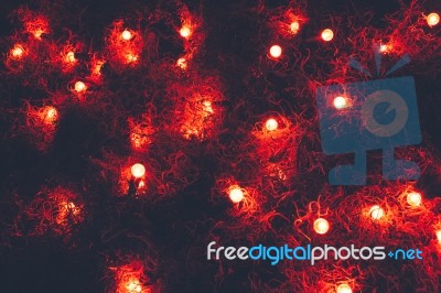 Red Christmas Lights Background Stock Photo