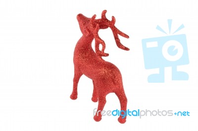 Red Christmas Reindeer Left Back High Engle View Stock Photo