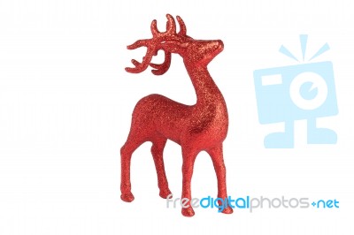 Red Christmas Reindeer Left View Stock Photo