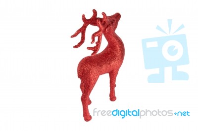 Red Christmas Reindeer Right Back High Engle View Stock Photo