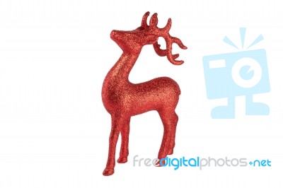 Red Christmas Reindeer Right View Stock Photo