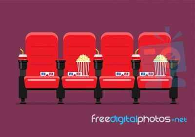 Red Cinema Chairs  Illustration Stock Image