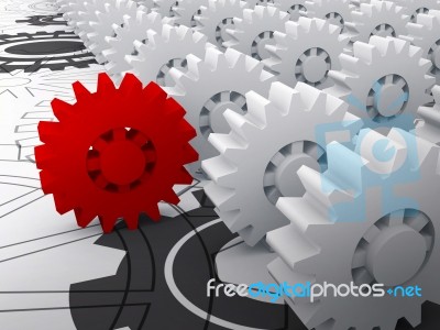 Red Cog Leading Stock Image