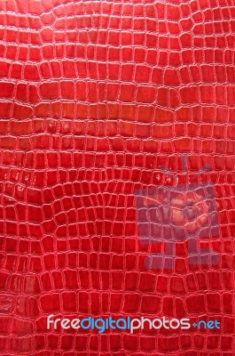 Red Crocodile Leather Texture Stock Photo