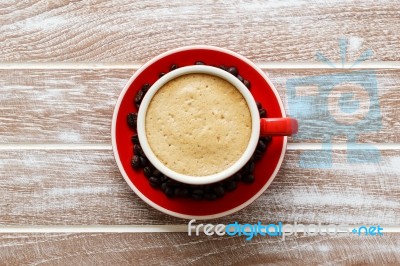 Red Cup Of Coffee Stock Photo