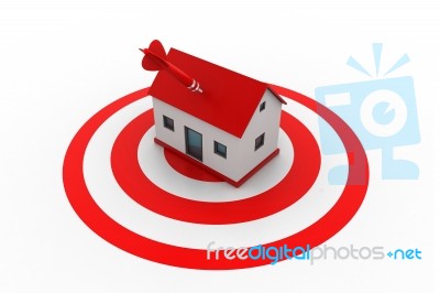 Red Dart On House Target Stock Image