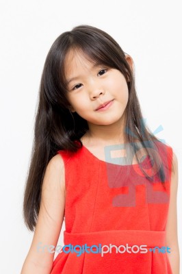 Red Dress Kid Stock Photo