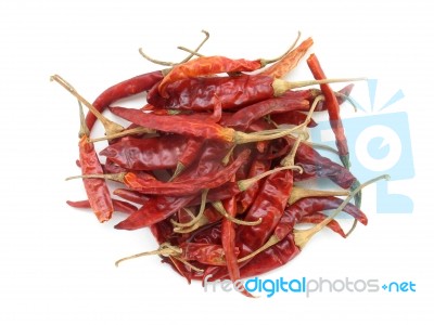 Red Dry Chili On Isolate White Background Stock Photo