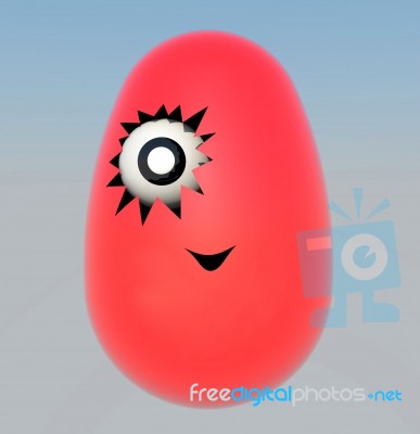 Red Easter Egg With Face Stock Image