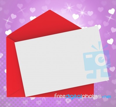 Red Envelope With Note Card Shows Romance And Love Stock Image