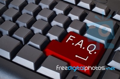 Red FAQ Button Stock Photo