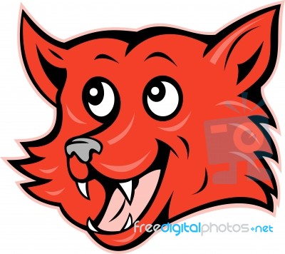 Red Fox Head Grinning Smiling Stock Image