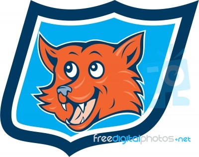 Red Fox Head Shield Cartoon Stock Image