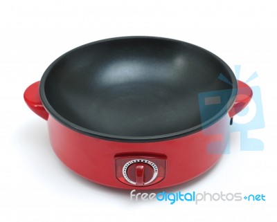 Red Frying Pan Stock Photo