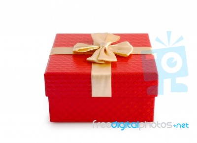 Red Gift Box And Ribbon Isolated Stock Photo