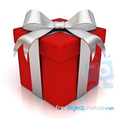 Red Gift Box With Bow Stock Image