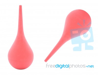 Red Grain Rubber Nasal Aspirator On White Background Stock Photo