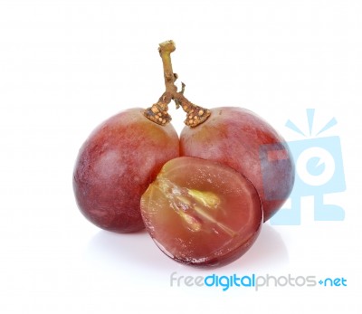 Red Grape Isolated On The White Background Stock Photo