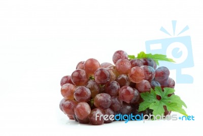 Red Grape Isolated On White Background Stock Photo